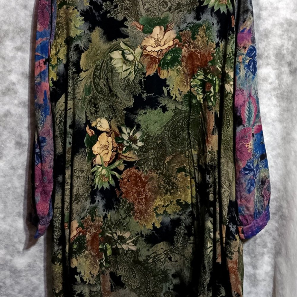 Ethyl Kimono Womens Sz M Multicolor Dark tones Mid length